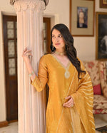 Gorgeous Yellow Color Rayon Fabric Designer Suit