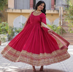 Amazing Pink Color Shimmer Fabric Gown with Dupatta