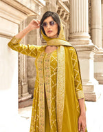 Amazing Yellow Color Jacquard Fabric Plazzo Suit