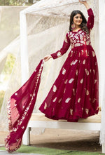 Amazing Maroon Color Georgette Fabric Gown
