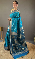 Ideal Turquoise Color Silk Fabric Partywear Saree