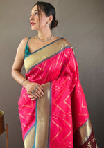 Ideal Pink Color Silk Fabric Partywear Saree