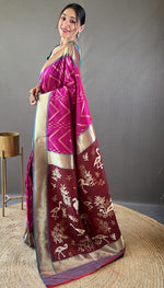 Ideal Purple Color Silk Fabric Partywear Saree