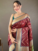 Ideal Brown Color Silk Fabric Partywear Saree