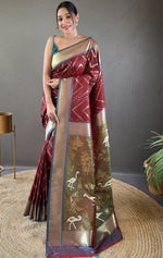 Ideal Brown Color Silk Fabric Partywear Saree