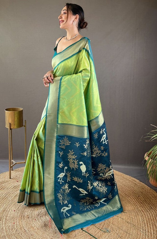 Ideal Green Color Silk Fabric Partywear Saree