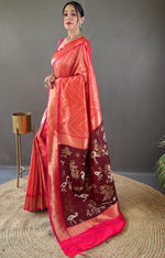 Ideal Orange Color Silk Fabric Partywear Saree