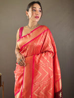 Ideal Orange Color Silk Fabric Partywear Saree