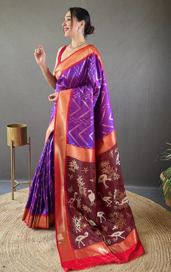 Ideal Purple Color Silk Fabric Partywear Saree