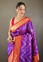 Ideal Purple Color Silk Fabric Partywear Saree