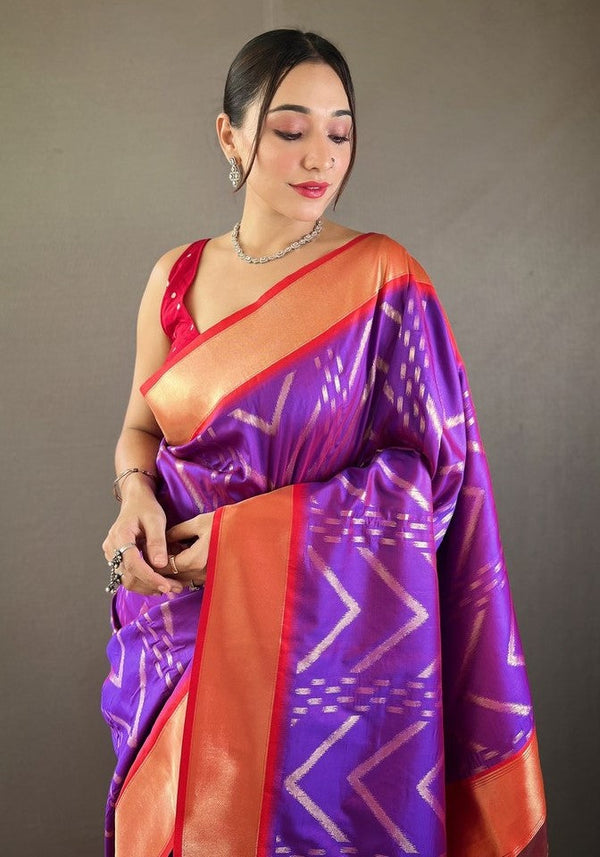 Ideal Purple Color Silk Fabric Partywear Saree