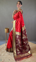 Ideal Red Color Silk Fabric Partywear Saree