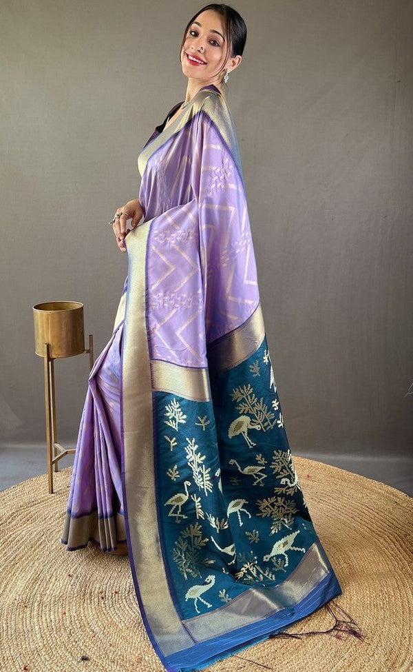 Ideal Purple Color Silk Fabric Partywear Saree