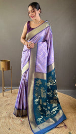 Ideal Purple Color Silk Fabric Partywear Saree