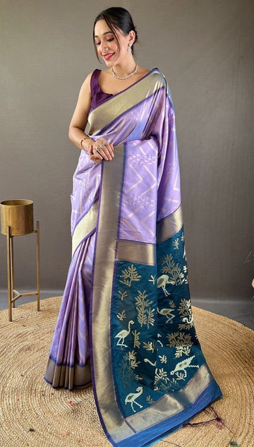 Ideal Purple Color Silk Fabric Partywear Saree