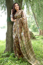 Grand Brown Color Silk Fabric Casual Saree