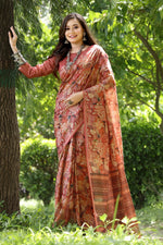 Grand Red Color Silk Fabric Casual Saree