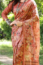 Grand Red Color Silk Fabric Casual Saree