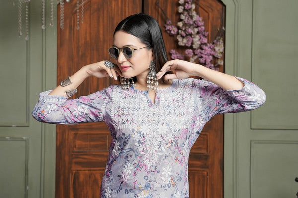 Amazing Pink Color Cotton Fabric Designer Kurti