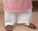 Classy Pink Color Cotton Fabric Designer Kurti With Bottom