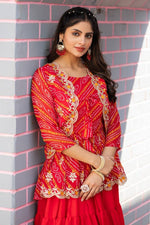 Beautiful Red Color Bandhej Fabric Designer Suit