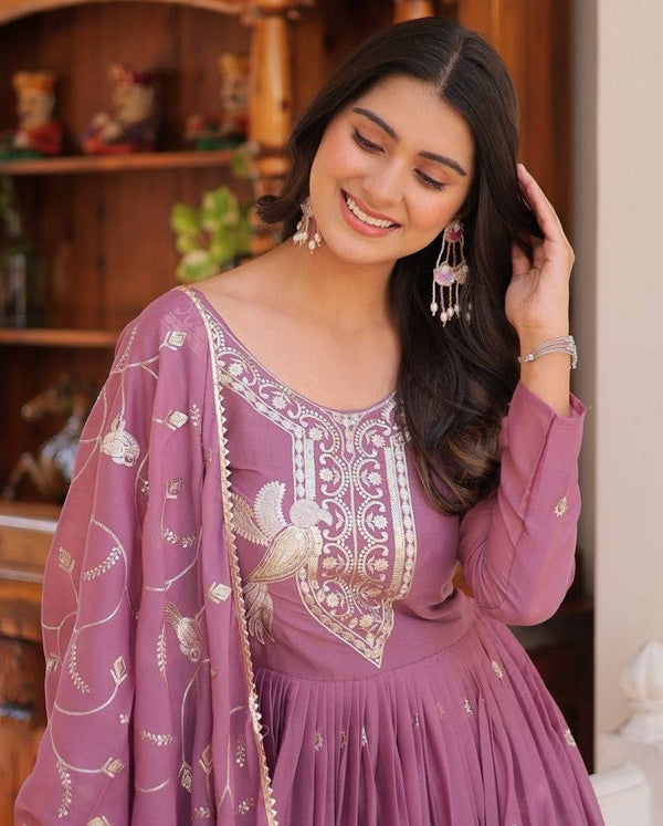Striking Pink Color Georgette Fabric Gown