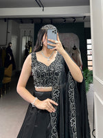 Amazing Black Color Satin Fabric Designer Lehenga