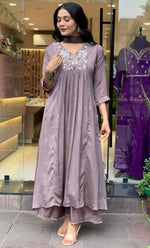 Amazing Grey Color Viscose  Fabric Designer Suit