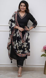 Amazing Black Color Viscose  Fabric Designer Suit