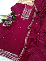 Amazing Magenta Color Vichitra  Fabric Designer Suit