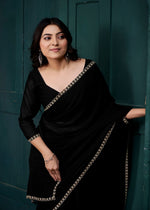 Lovely Black Color Satin Fabric Designer Saree