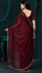 Lovely Maroon Color Satin Fabric Designer Saree