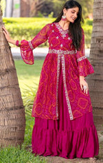 Lovely Magenta Color Chinon Fabric Party Wear Lehenga