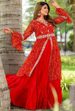 Lovely Orange Color Chinon Fabric Party Wear Lehenga