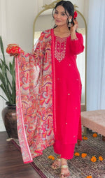 Amazing Pink Color Viscose Fabric Designer Suit