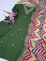 Amazing Green Color Viscose Fabric Designer Suit
