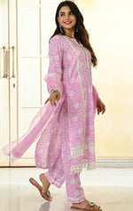 Amazing Pink Color Cotton Fabric Designer Suit