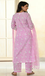 Amazing Pink Color Cotton Fabric Designer Suit
