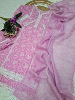 Amazing Pink Color Cotton Fabric Designer Suit