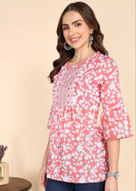 Amazing Peach Color Cotton Fabric Casual Kurti