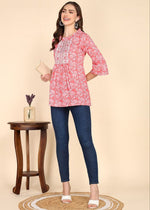 Amazing Red Color Cotton Fabric Casual Kurti