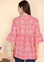 Amazing Red Color Cotton Fabric Casual Kurti