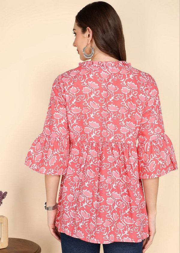 Amazing Red Color Cotton Fabric Casual Kurti