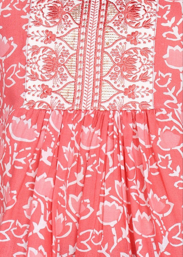 Amazing Red Color Cotton Fabric Casual Kurti