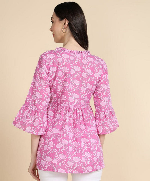 Amazing Pink Color Cotton Fabric Casual Kurti