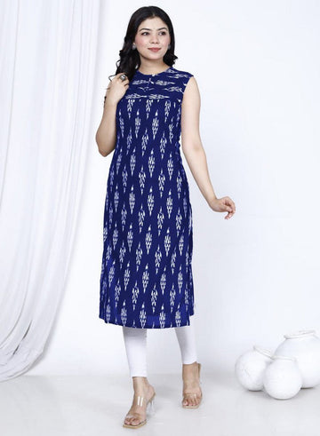Amazing Blue Color Rayon Fabric Casual Kurti
