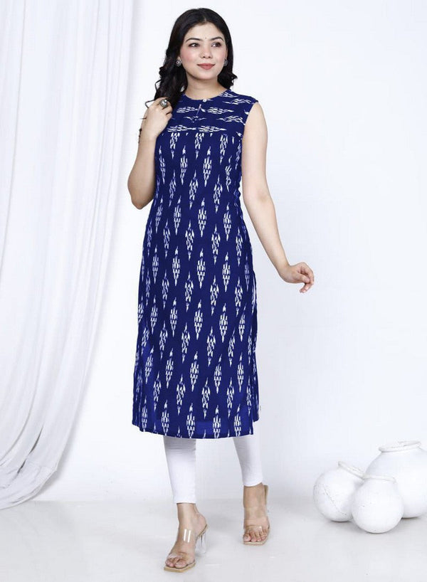Amazing Blue Color Rayon Fabric Casual Kurti