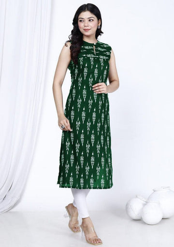 Amazing Green Color Rayon Fabric Casual Kurti