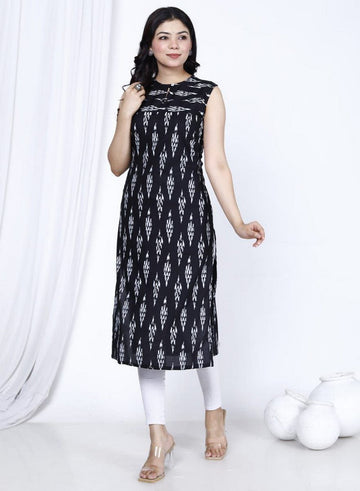 Amazing Black Color Rayon Fabric Casual Kurti
