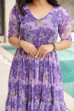 Striking Purple Color Georgette Fabric Gown